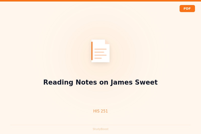 Reading Notes on James Sweet