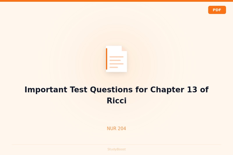 Important Test Questions for Chapter 13 of Ricci