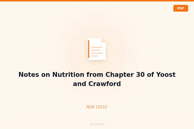 Notes on Nutrition from Chapter 30 of Yoost and Crawford