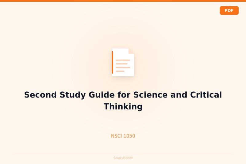 Second Study Guide for Science and Critical Thinking