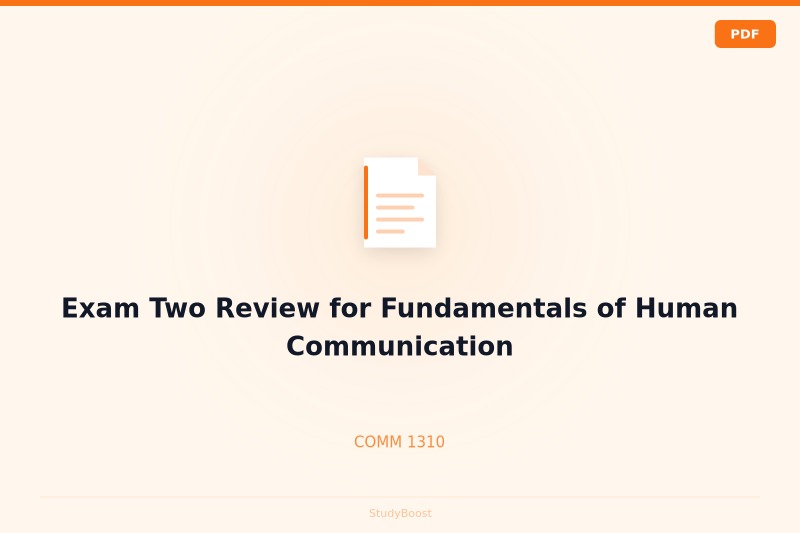 Exam Two Review for Fundamentals of Human Communication