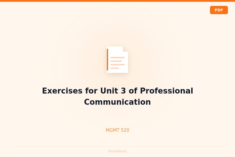 Exercises for Unit 3 of Professional Communication