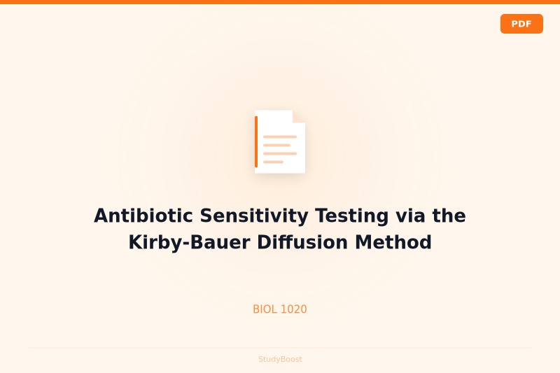 Antibiotic Sensitivity Testing via the Kirby-Bauer Diffusion Method