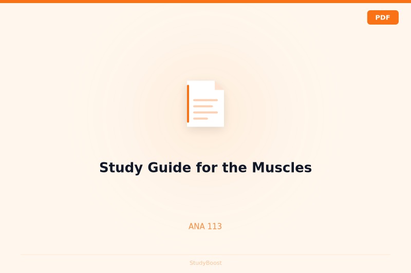 Study Guide for the Muscles