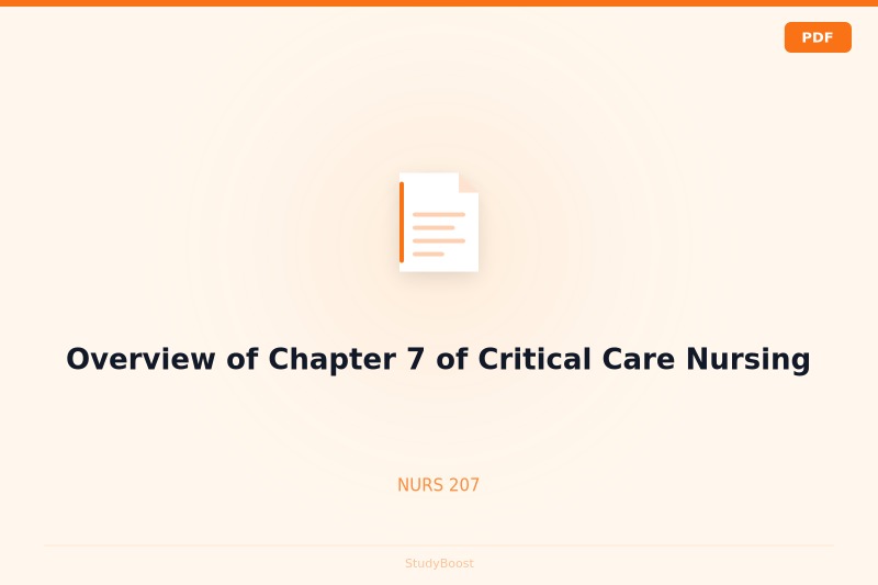 Overview of Chapter 7 of Critical Care Nursing