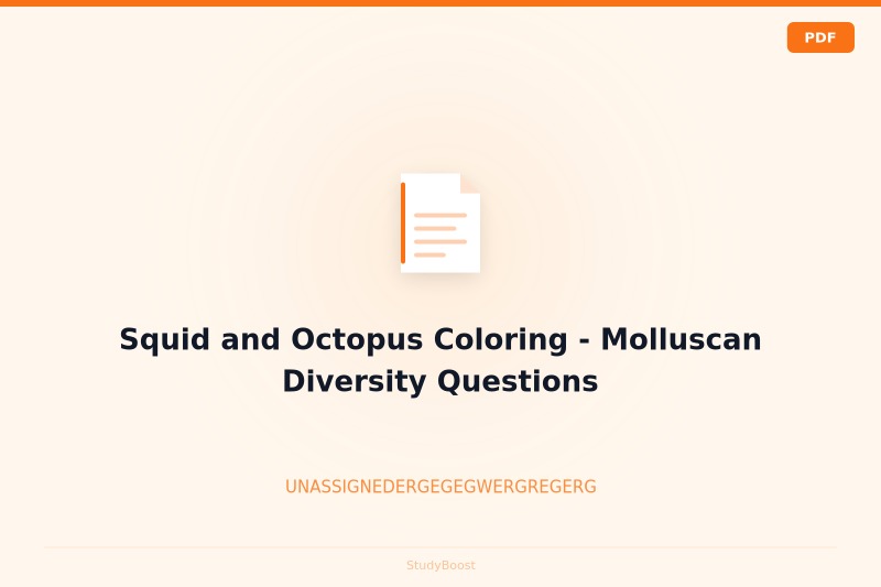Squid and Octopus Coloring - Molluscan Diversity Questions