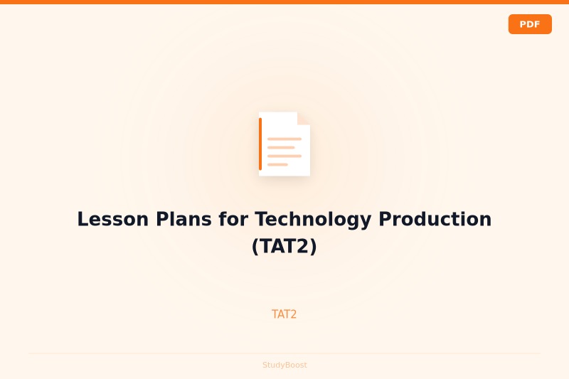 Lesson Plans for Technology Production (TAT2)