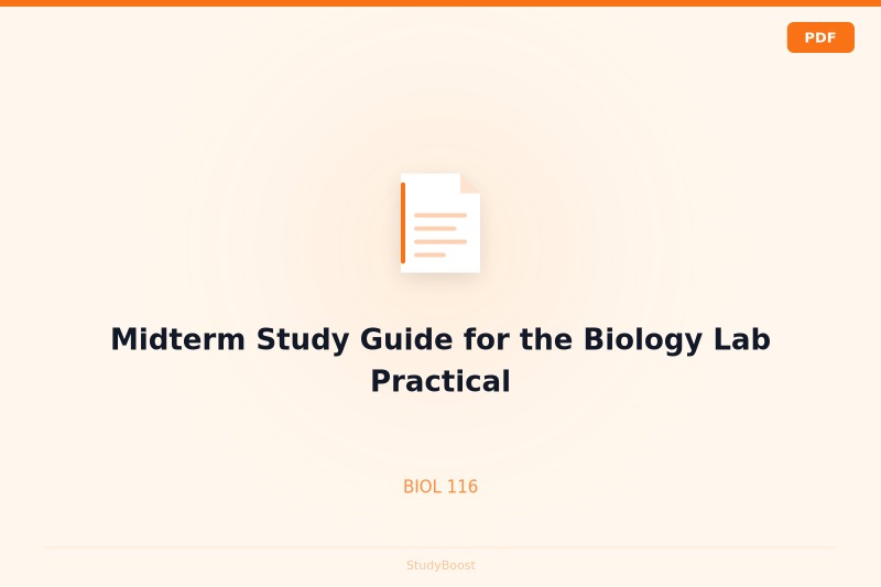 Midterm Study Guide for the Biology Lab Practical