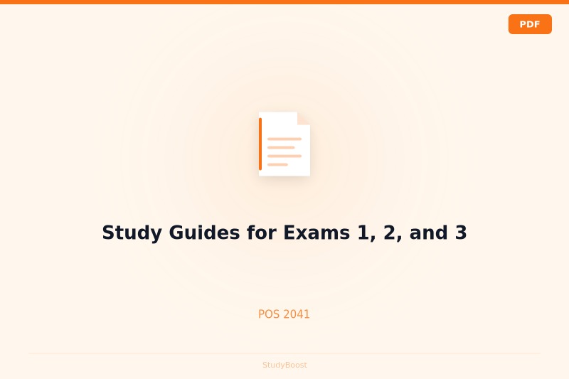 Study Guides for Exams 1, 2, and 3