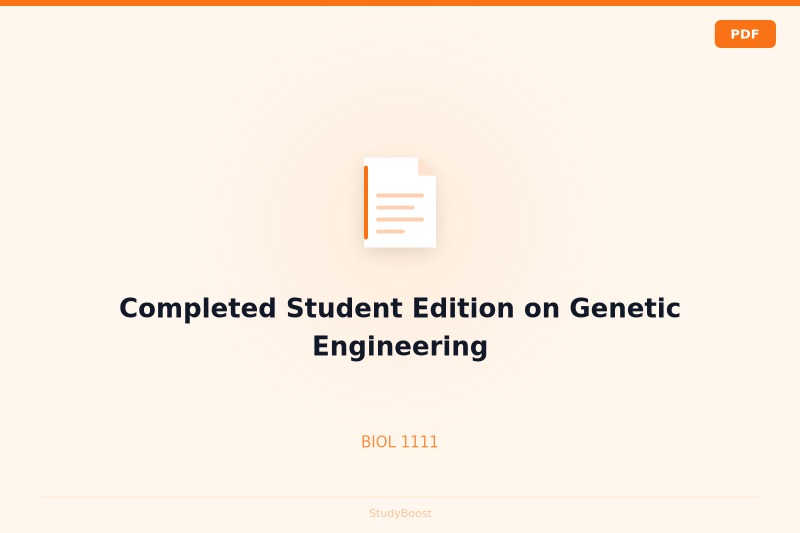 Completed Student Edition on Genetic Engineering