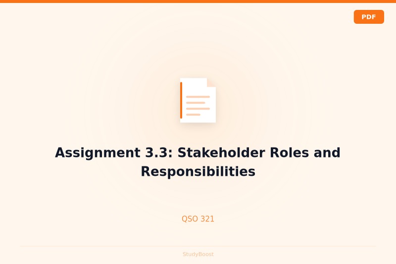 Assignment 3.3: Stakeholder Roles and Responsibilities
