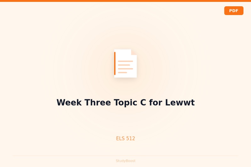 Week Three Topic C for Lewwt