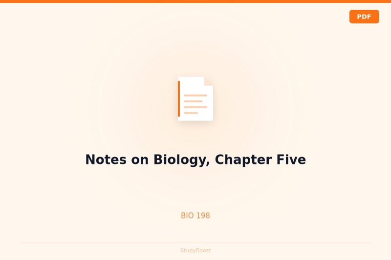 Notes on Biology, Chapter Five