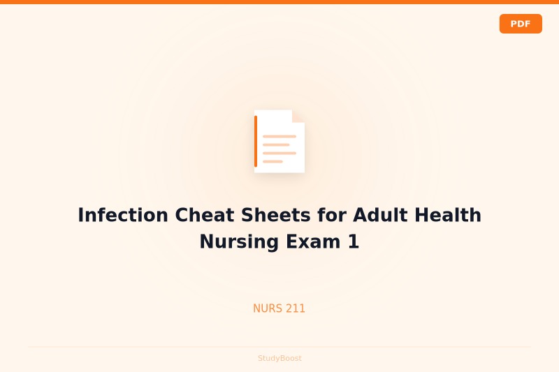 Infection Cheat Sheets for Adult Health Nursing Exam 1