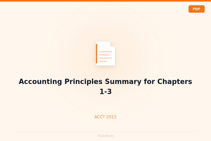 Accounting Principles Summary for Chapters 1-3