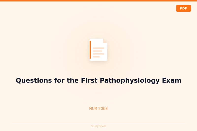 Questions for the First Pathophysiology Exam
