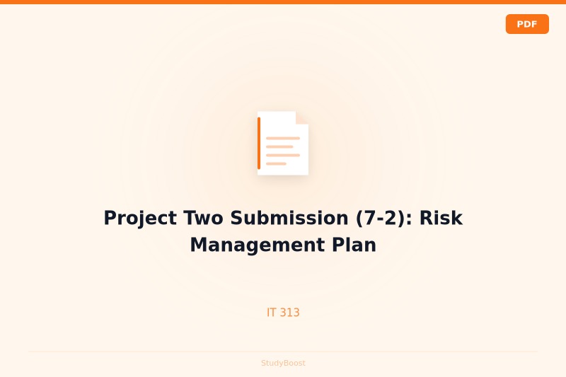 Project Two Submission (7-2): Risk Management Plan