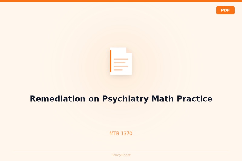 Remediation on Psychiatry Math Practice