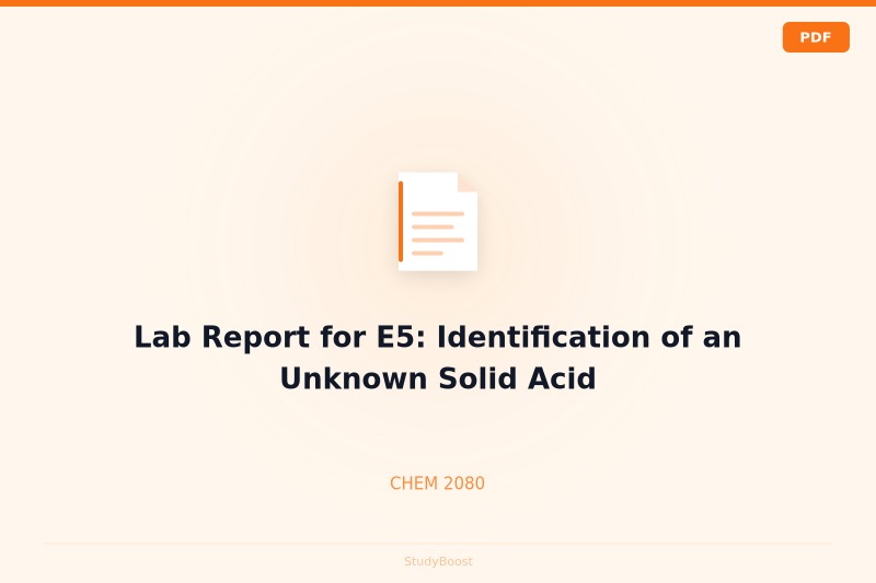 Lab Report for E5: Identification of an Unknown Solid Acid