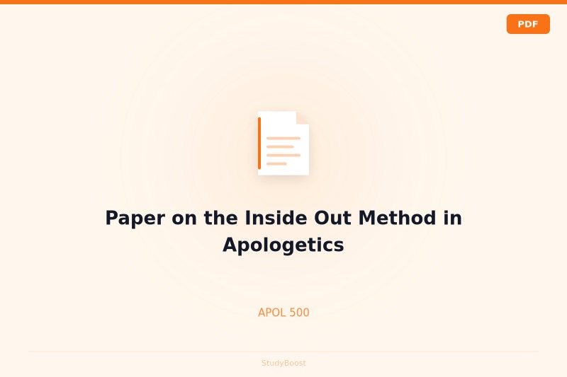 Paper on the Inside Out Method in Apologetics