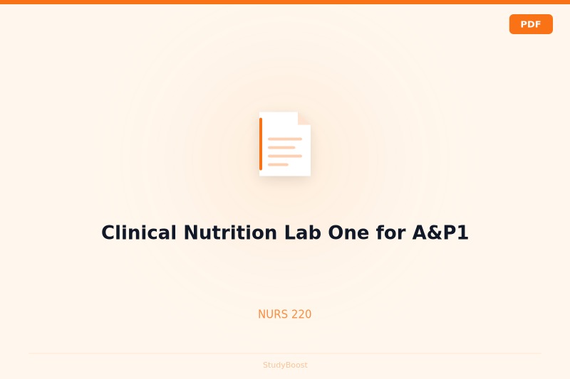 Clinical Nutrition Lab One for A&P1