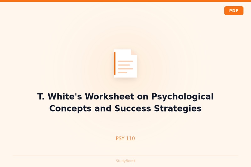 T. White's Worksheet on Psychological Concepts and Success Strategies