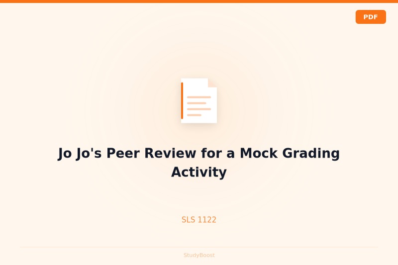 Jo Jo's Peer Review for a Mock Grading Activity
