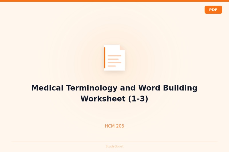 Medical Terminology and Word Building Worksheet (1-3)