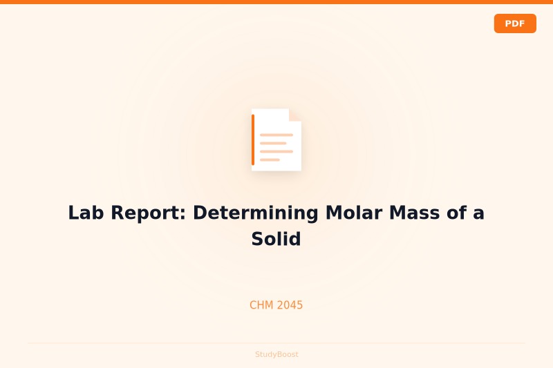 Lab Report: Determining Molar Mass of a Solid