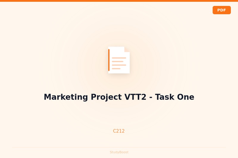 Marketing Project VTT2 - Task One