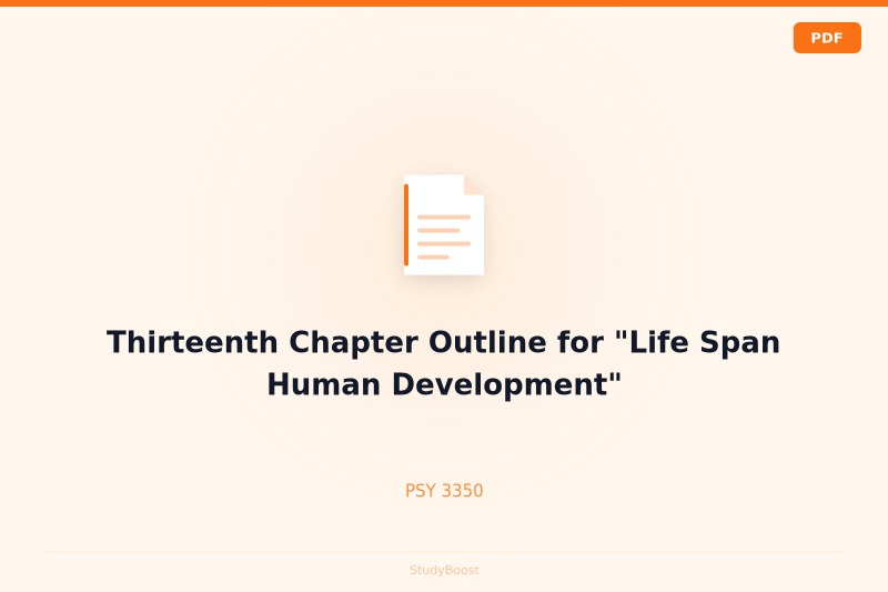 Thirteenth Chapter Outline for "Life Span Human Development"