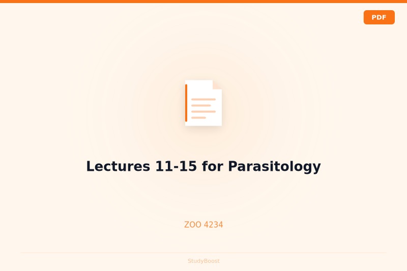 Lectures 11-15 for Parasitology