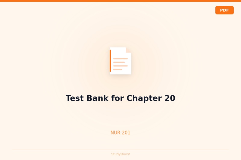 Test Bank for Chapter 20