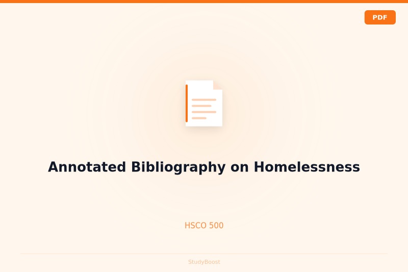 Annotated Bibliography on Homelessness