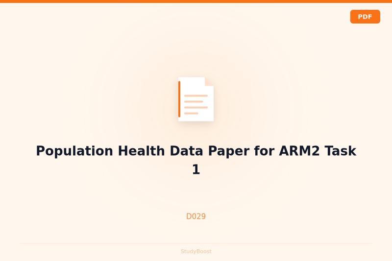 Population Health Data Paper for ARM2 Task 1