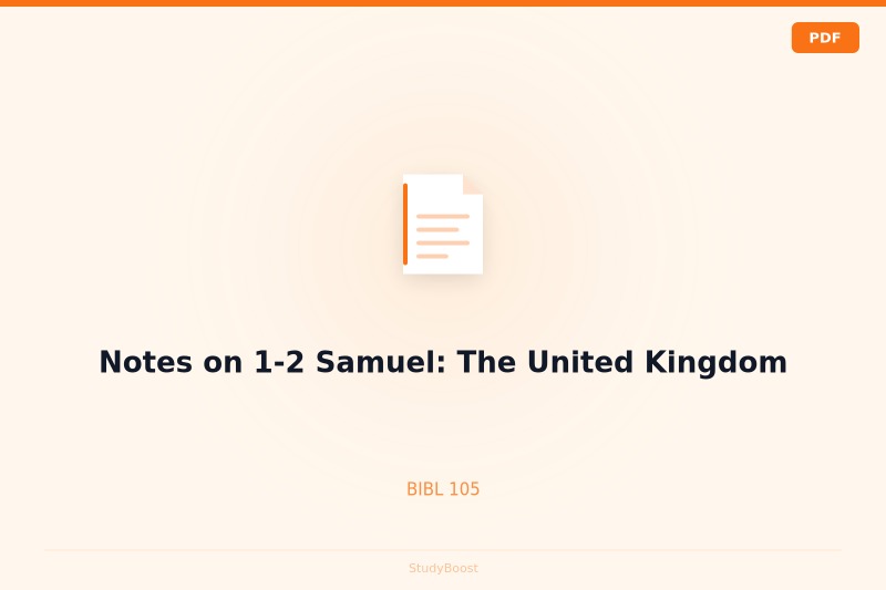 Notes on 1-2 Samuel: The United Kingdom