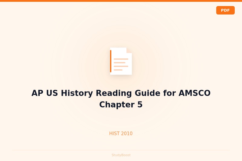 AP US History Reading Guide for AMSCO Chapter 5