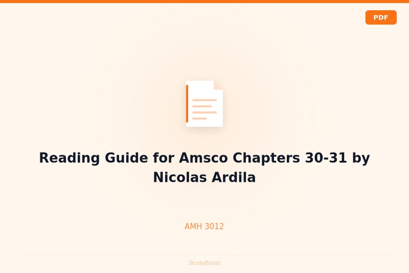 Reading Guide for Amsco Chapters 30-31 by Nicolas Ardila