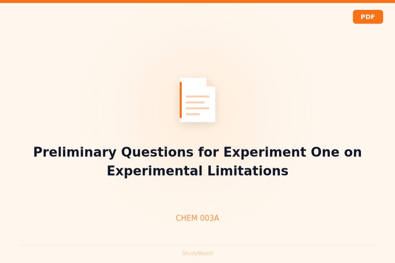Preliminary Questions for Experiment One on Experimental Limitations
