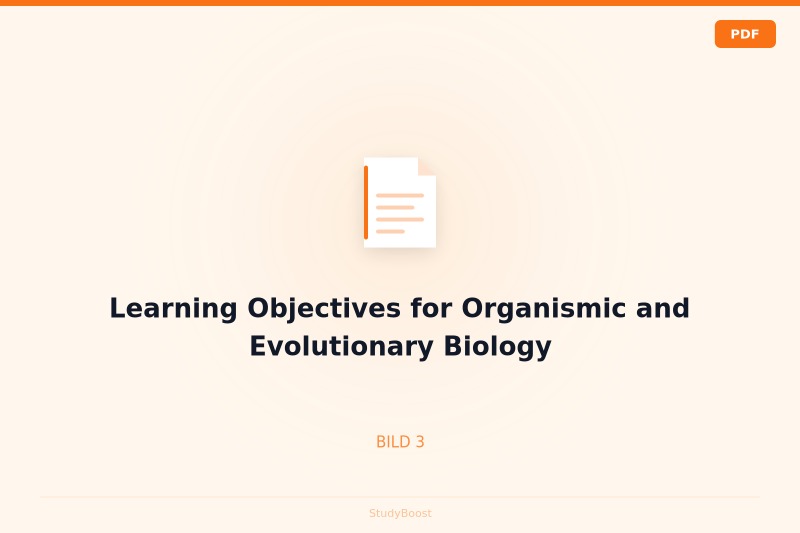 Learning Objectives for Organismic and Evolutionary Biology