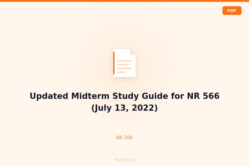 Updated Midterm Study Guide for NR 566 (July 13, 2022)