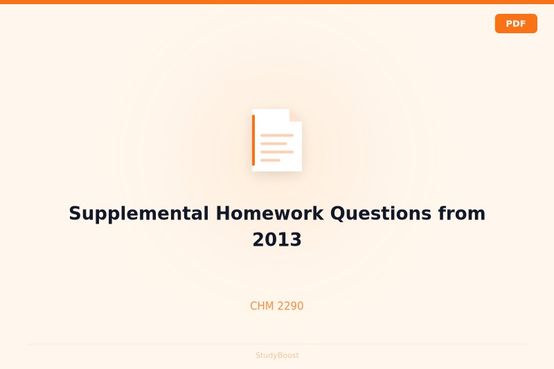 Supplemental Homework Questions from 2013