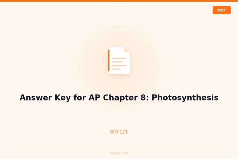 Answer Key for AP Chapter 8: Photosynthesis