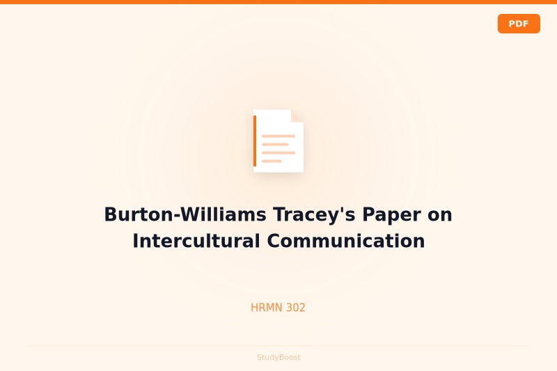 Burton-Williams Tracey's Paper on Intercultural Communication