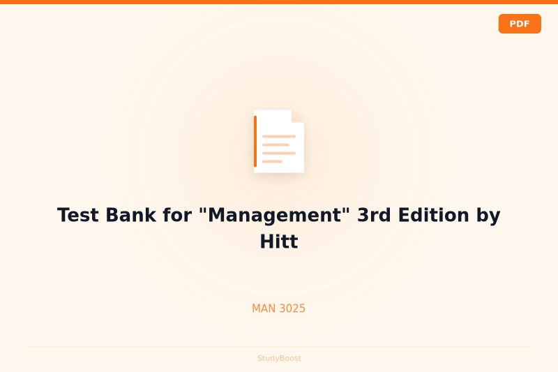 Test Bank for "Management" 3rd Edition by Hitt