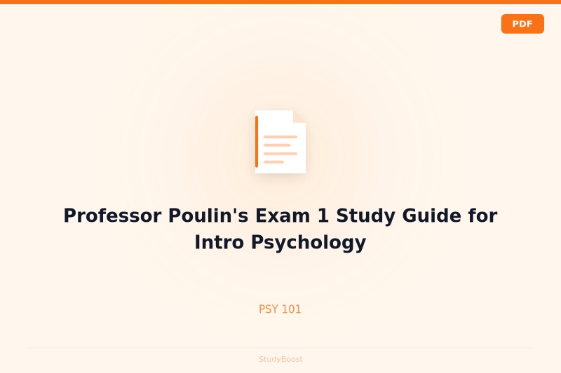 Professor Poulin's Exam 1 Study Guide for Intro Psychology