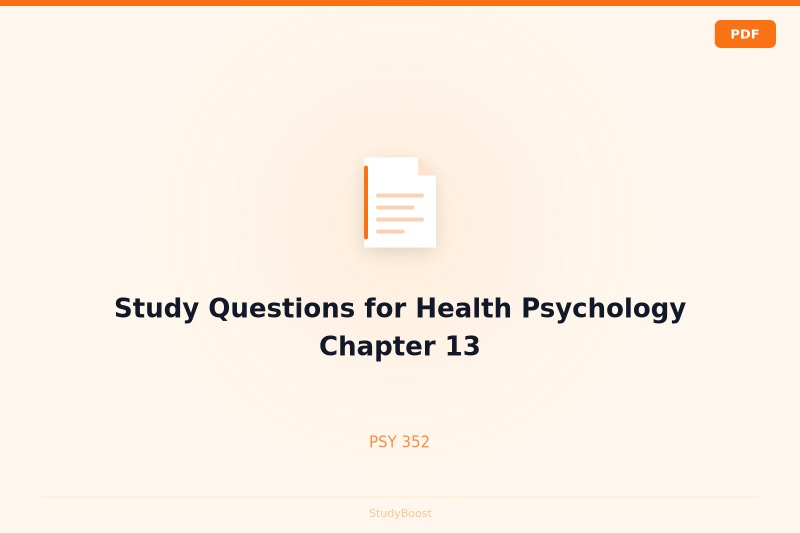 Study Questions for Health Psychology Chapter 13