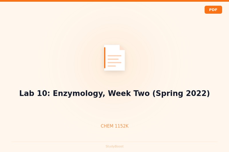 Lab 10: Enzymology, Week Two (Spring 2022)