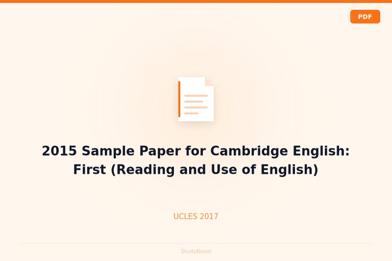 2015 Sample Paper for Cambridge English: First (Reading and Use of English)