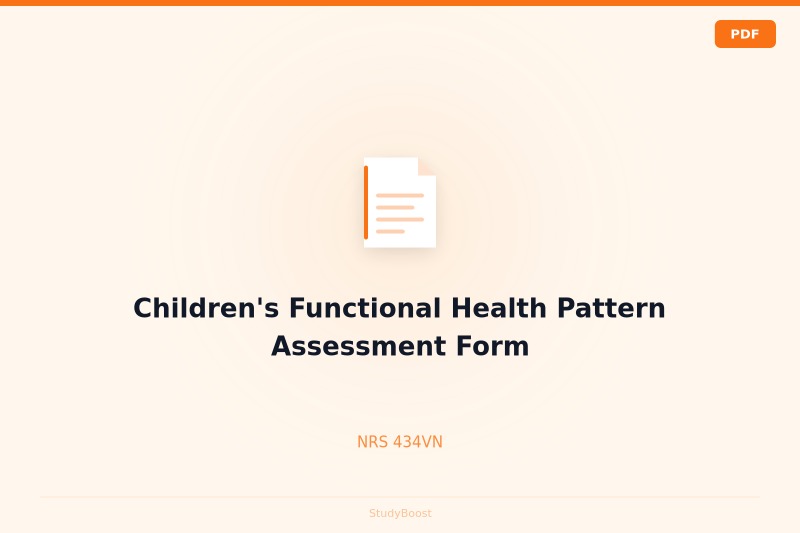 Children's Functional Health Pattern Assessment Form